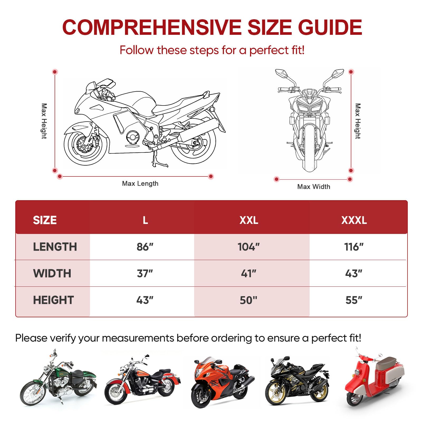Amazon.com: NEVERLAND Motorcycle Cover Waterproof Outdoor - All